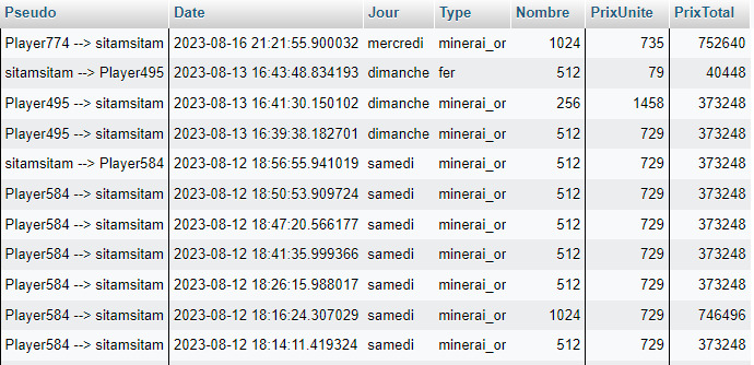 Capture du projet Minecraft